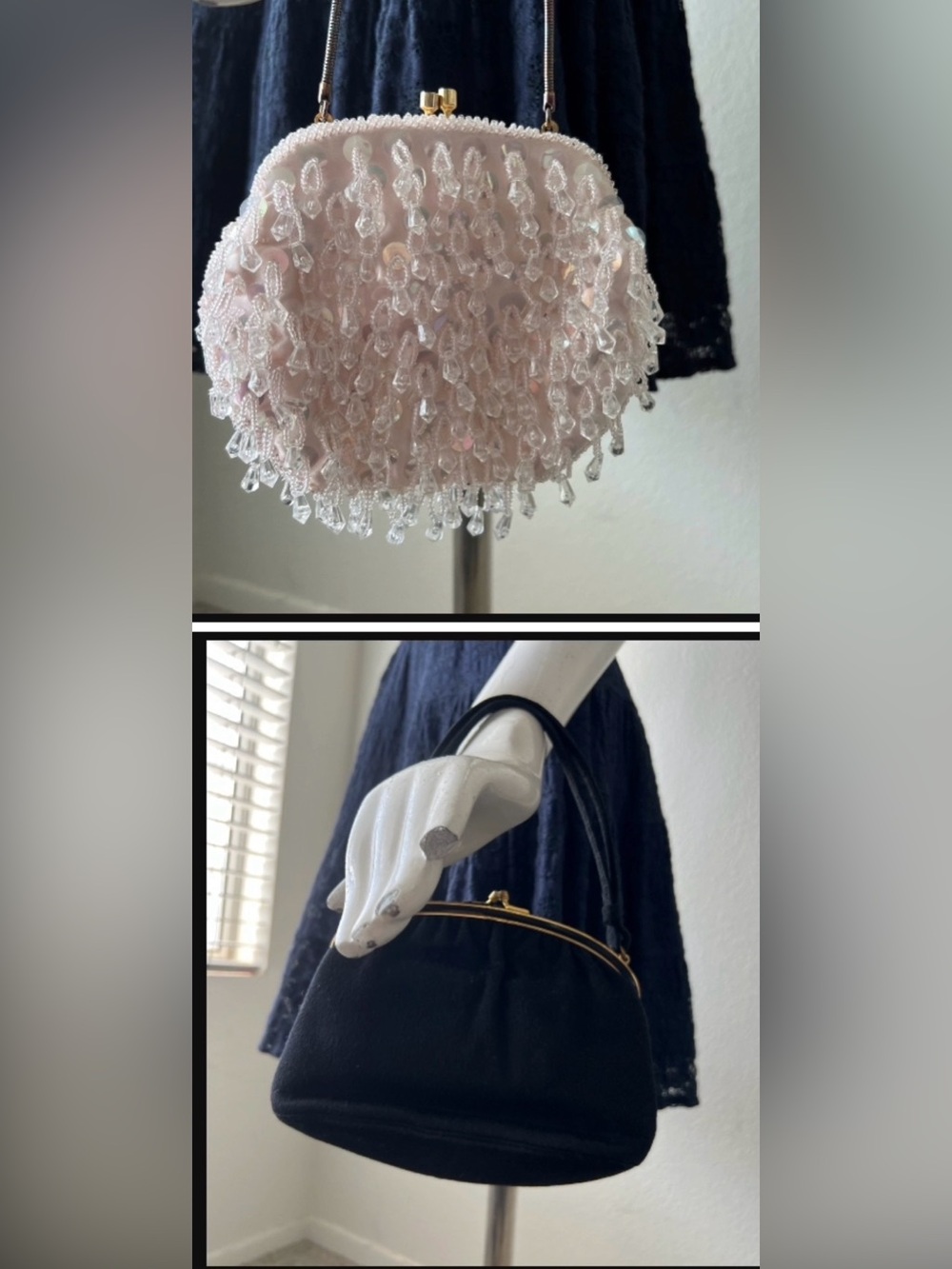 2 Vintage bags: Hand Made for Broadway Sequin Evening and Cobletz Bag Clutch